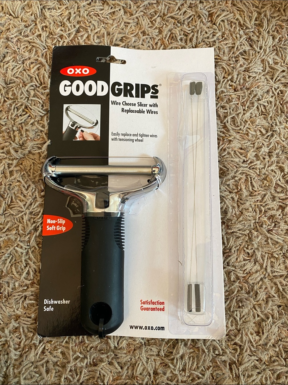 OXO Good Grips Wire Cheese Slicer with Black Soft-Grip Handle and Silver Blade